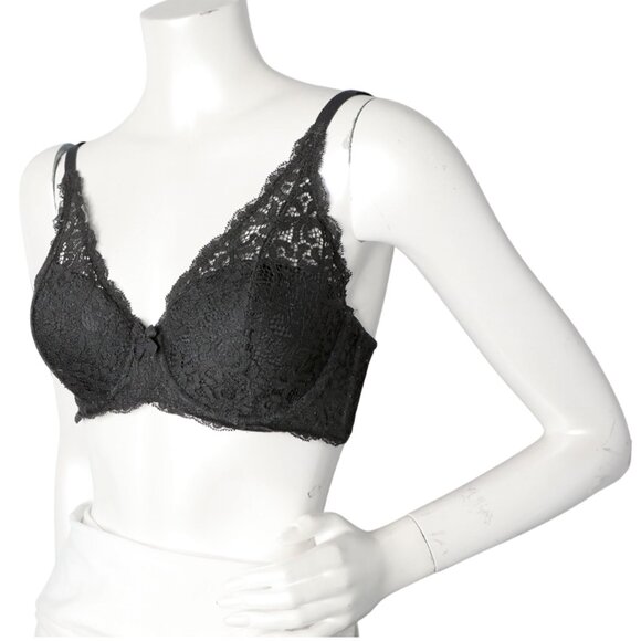 Victoria's Secret Body By Victoria Underwire Lace Lined Demi Bra Black 34D - Picture 3 of 8